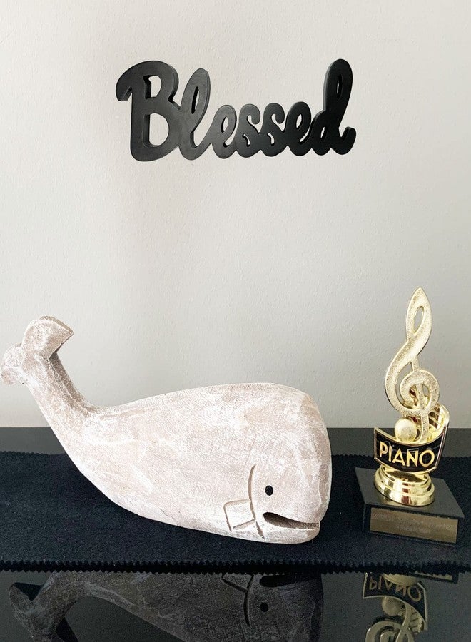 GAPLUM Rustic Wooden Carved Whale Tabletop Statue, Decorative Whale Figurine Carving Sculpture - Nautical Ocean Beach Coastal Themed Home Decor - 12''L - Image 4